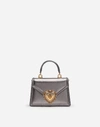 Dolce & Gabbana Small Devotion Bag In Mordore Nappa Leather In Silver