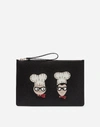 DOLCE & GABBANA CLUTCH IN DAUPHINE CALFSKIN WITH DESIGNERS’ PATCHES