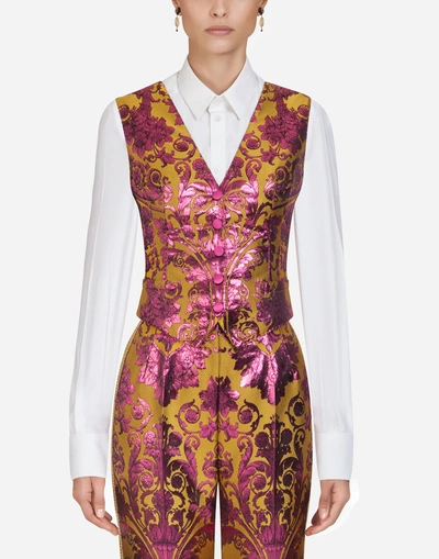Dolce & Gabbana Lurex Jacquard Waistcoat In Multi-colored
