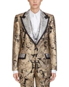 Dolce & Gabbana Jacquard Jacket With Contrasting Lapels In Gold