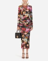 DOLCE & GABBANA LONG JERSEY DRESS WITH FLORAL PRINT