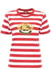 BURBERRY STRIPED T-SHIRT WITH EMBROIDERED CREST,10821218