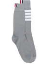 Thom Browne 4-bar Mid-calf Socks In Grey