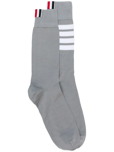 Thom Browne 4-bar Mid-calf Socks In Grey