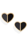Kate Spade Gold-tone Heart Stud Earrings In Black