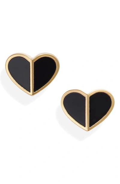 Kate Spade Gold-tone Heart Stud Earrings In Black