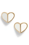 Kate Spade Gold-tone Heart Stud Earrings In White