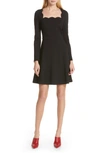 KATE SPADE SCALLOP PONTE FIT & FLARE MINIDRESS,NJMUA223