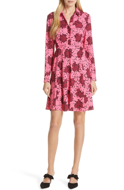 Kate Spade Women's Bubble Dot Smocked-back A-line Shirt Dress In Rhubarb Jam