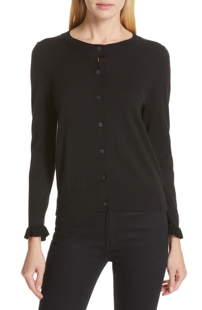 Kate Spade Button-front Long-sleeve Ruffle Cardigan In Prisannvy
