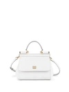Dolce & Gabbana Small Sicily Leather Top Handle Bag In White