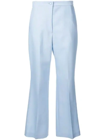 Partow Hadley High-waist Flat-front Flare Leg Trousers In Pale Blue