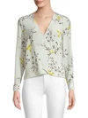 L AGENCE Kyla Silk Floral Draped Blouse