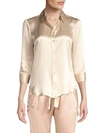 L Agence Dani Silk Three-quarter Sleeve Blouse In Champagne