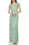CARMEN MARC VALVO INFUSION PETALS EMBELLISHED GOWN,661636