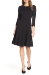 Eliza J Seamed Fit & Flare Dress In Black