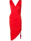 Lanvin Draped Gathered Crepe-jersey Dress In Red