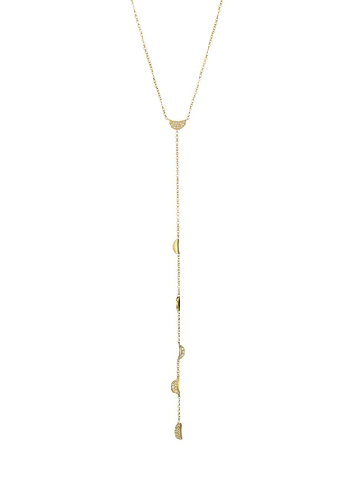 Celara 14k Yellow Gold & Diamond Crescent Moon Y Necklace