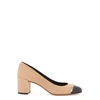 Ferragamo Avella Patent-trim Leather Pumps In Beige