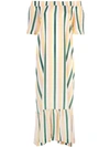 ASCENO ASCENO STRIPED OFF SHOULDER DRESS - 多色