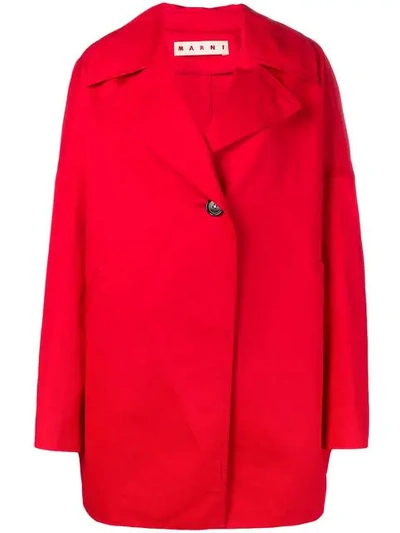 Marni Cotton And Linen Coat In Red