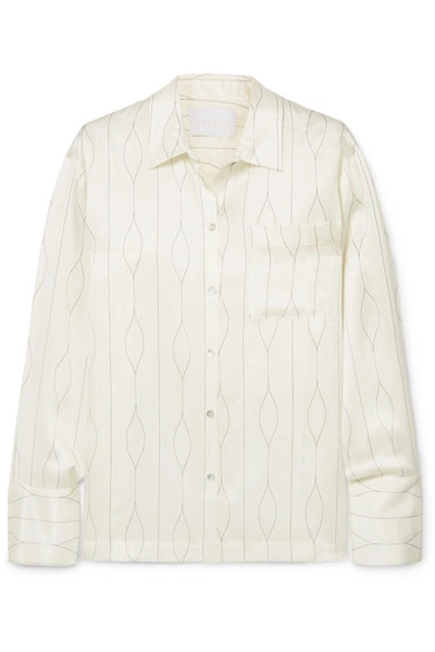 Asceno Printed Silk-satin Pyjama Shirt In White