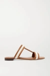 Tod's Canvas And Leather Slides In Tan