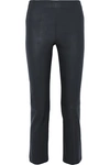 BY MALENE BIRGER FLORIDIA CROPPED LEATHER SLIM-LEG PANTS