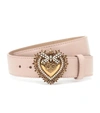 Dolce & Gabbana Devotion Logo Heart Buckle Leather Belt In Pink