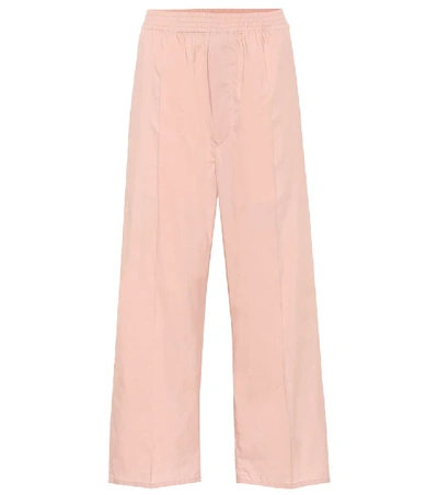 Mm6 Maison Margiela Cropped Cotton-blend Wide-leg Pants In Pink