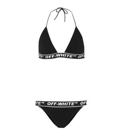 Off-white Logo Band Ribbed Bikini Set In Black