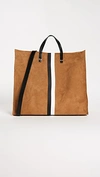 CLARE V SIMPLE TOTE CAMEL SUEDE W/ BLACK AND WHITE,CLARE20182