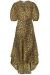 GANNI LEOPARD-PRINT COTTON-POPLIN WRAP DRESS