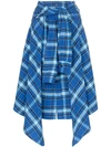 ADAPTATION ADAPTATION DRAPE CHECKED MIDI-SKIRT - 蓝色