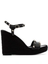 VALENTINO GARAVANI ROCKSTUD 120MM ESPADRILLE WEDGE SANDALS