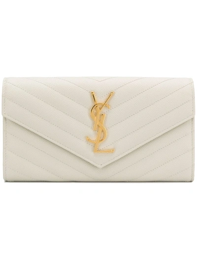 Saint Laurent Large Monogram Flap Wallet In Neutrals