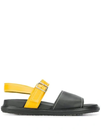 Marni Colour-block Leather Sandals In Black