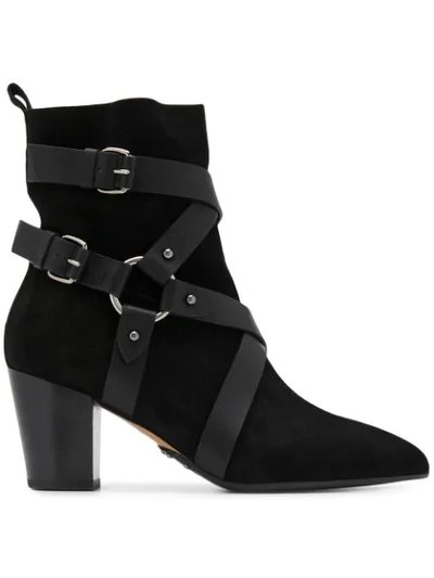 Balmain Black Leather And Suede Ankle Boots