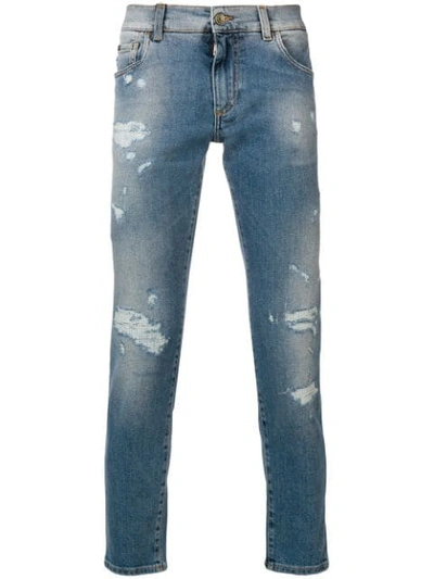 Dolce & Gabbana Slim Distressed Jeans In Blue