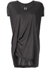 RICK OWENS ASYMMETRIC RUCHED T-SHIRT