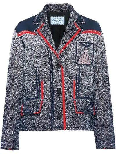 Prada Technical Mouliné Jacquard Jacket - 蓝色 In Blue + Red