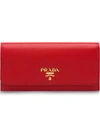 Prada Logo-plaque Continental Wallet In Red