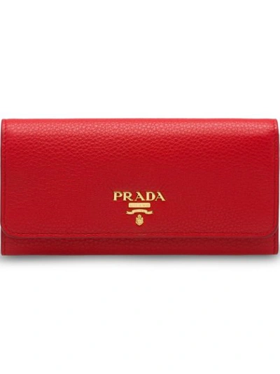 Prada Logo-plaque Continental Wallet In Red