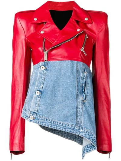 Ben Taverniti Unravel Project Unravel Project Panelled Asymmetric Biker Jacket - 红色 In Red