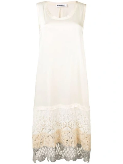 Jil Sander Lace-embroidered Crepe Dress In Multicolour