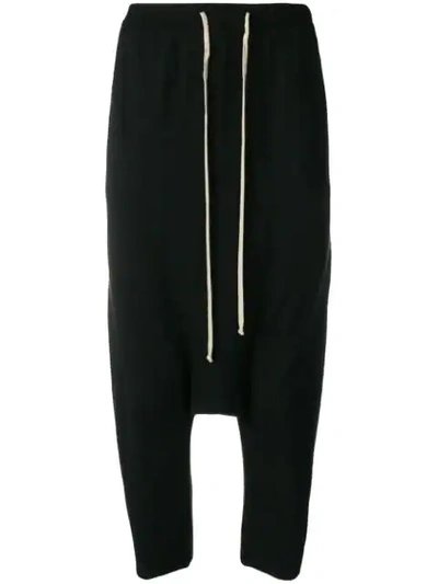 Rick Owens Dropped Crotch Track Trousers - 黑色 In Black