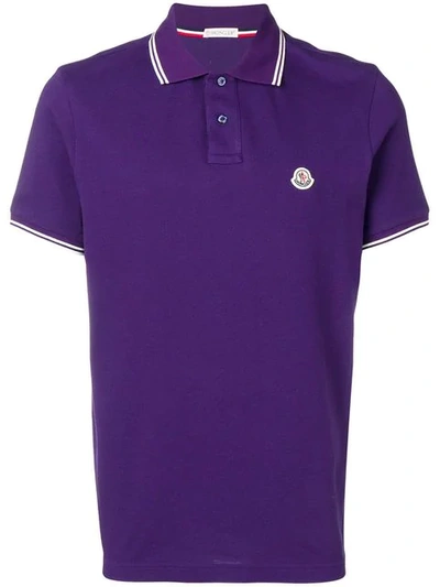 Moncler Striped Trim Polo Shirt - 紫色 In Purple