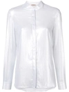 Blanca Band Collar Shirt In Silver