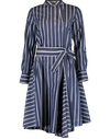 BRUNELLO CUCINELLI Long Sleeve Belted Stripe Dress