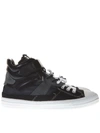 MAISON MARGIELA BLACK SNEAKERS SPLICE HIGH-TOP IN LEATHER AND FABRIC,10823162
